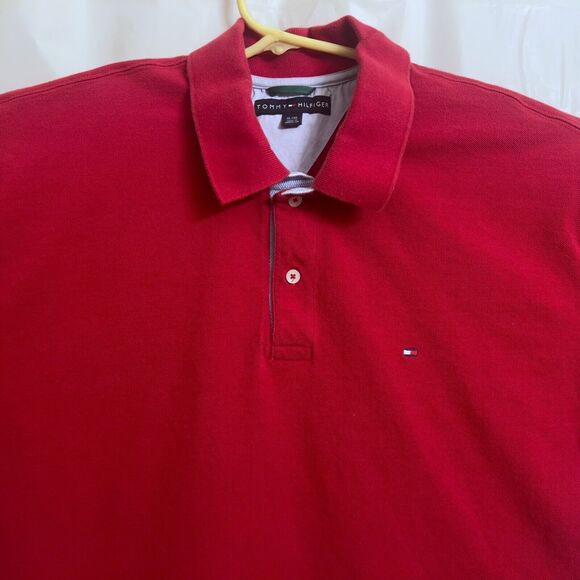 Tommy Hilfiger Polo Shirt Men's Extra Large XL Red - Picture 2 of 4